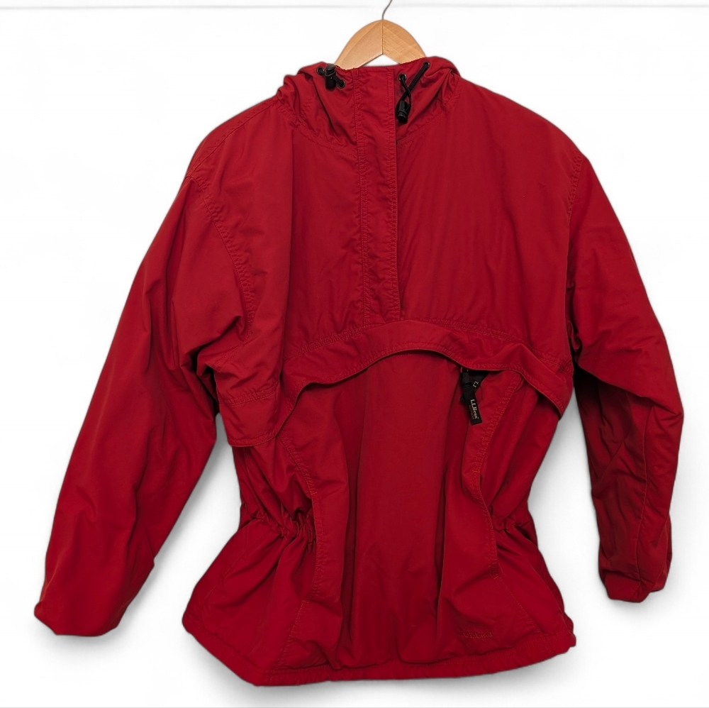 LLBEAN Vintage Red Thinsulate Jacket Anorak Squall Fleece Lined Hooded Large - Picture 2 of 15